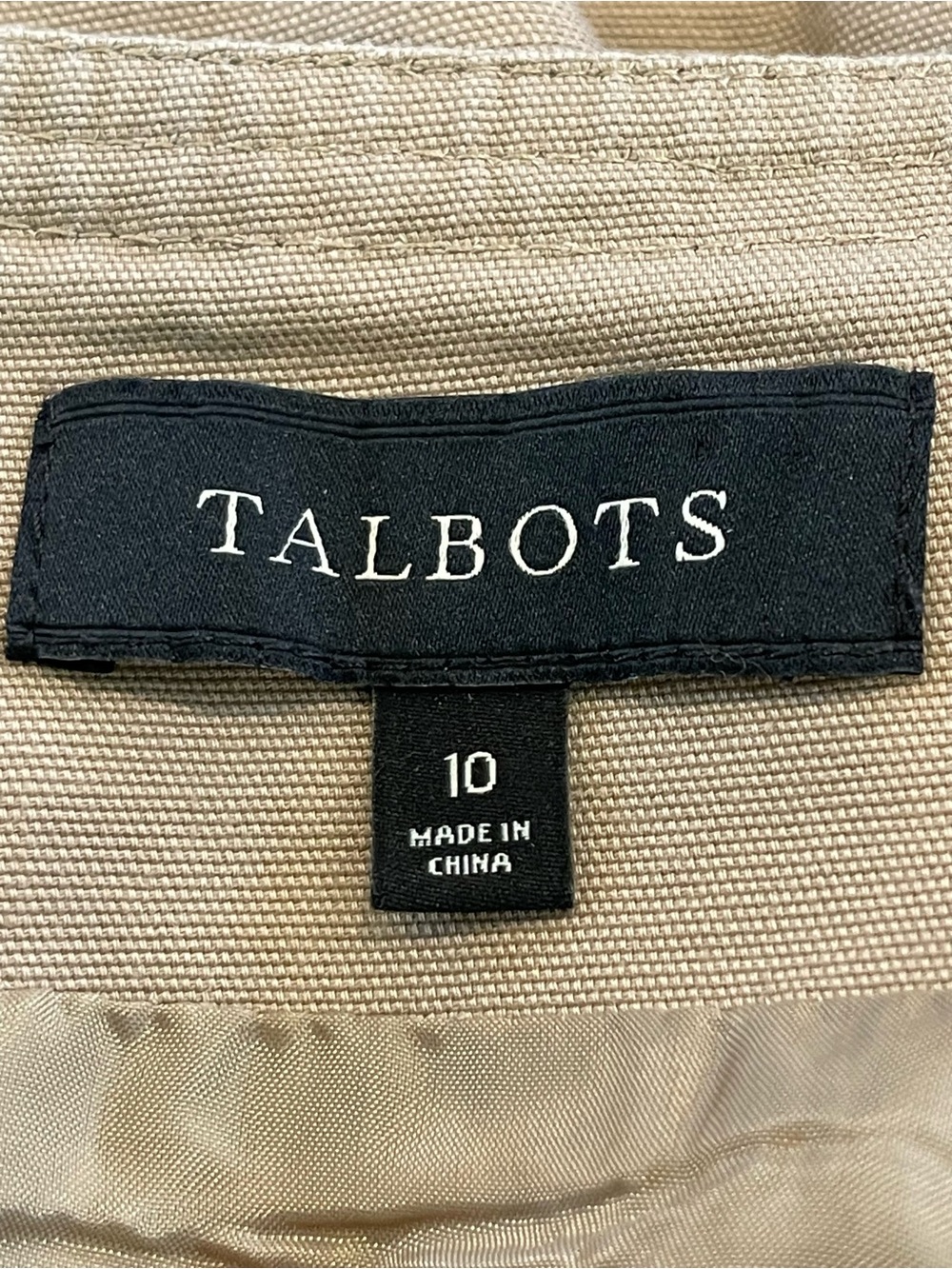 Talbots Size 10 Tan Cotton Blend Fully Lined A-Line Skirt - Picture 3 of 5